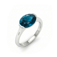 Anello Gazzola Gioielli Donna Amuleto in Oro bianco Topazio blu AN-1229-72-1-9-13-TL-OV-N
